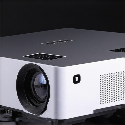 A sleek, durable laser projector with metallic accents and user-friendly interface.