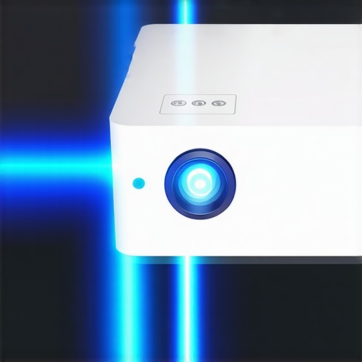 Close-up image of a high-quality, modern laser projector showing its durable matte exterior and compact design.