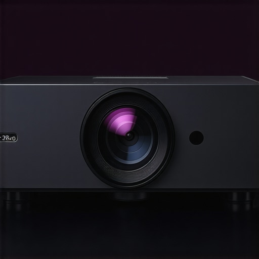 A close-up shot showing the matte exterior and durable materials of a high-end projector