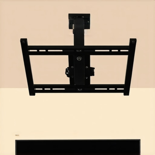 Premium Projector Mount Setup Adjustable projector mount with cable channels installed on ceiling supporting a projector.