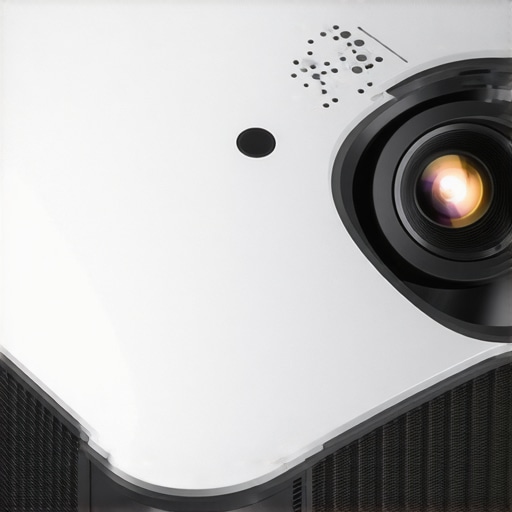 Close-up of a high-quality 4K projector with metallic case and adjustable lens.