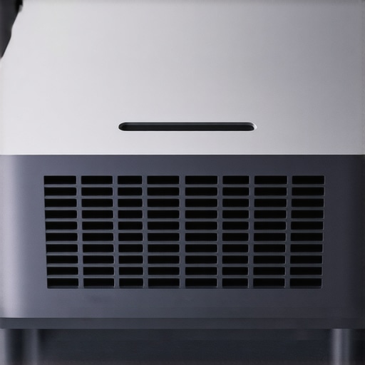Projector Build Quality Close-up of a modern 4K home theater projector highlighting its sleek design and materials
