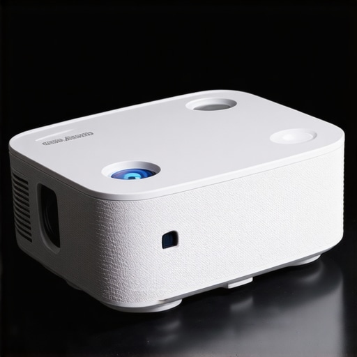 Projector Build Quality A close-up of a portable projector showing its sturdy plastic construction and design details