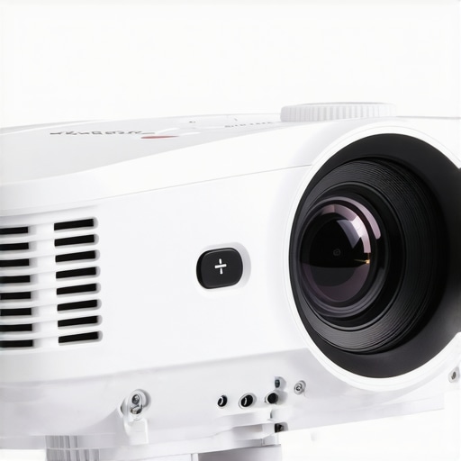 A close-up image of a high-end projector emphasizing its durable build and control panel.