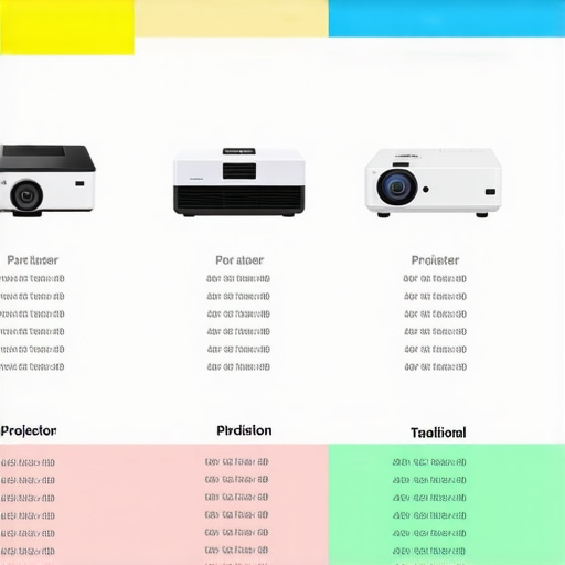 Projector Comparison Chart A detailed comparison chart of various projector types including portable, UST, laser, and high-end cinema projectors.