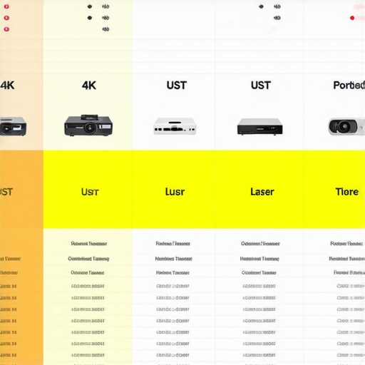 Projector Comparison Chart A visual comparison chart of different types of projectors showing features and specs.