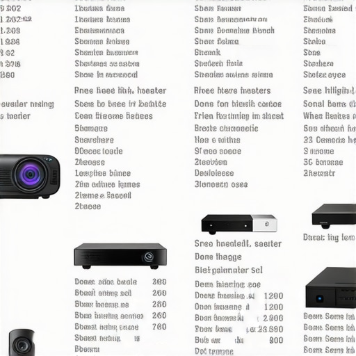 Chart comparing features and prices of different projectors and home theater systems.