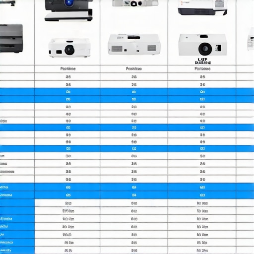 Projector Comparison Chart Diagram comparing features of portable, UST, 4K, and laser projectors.
