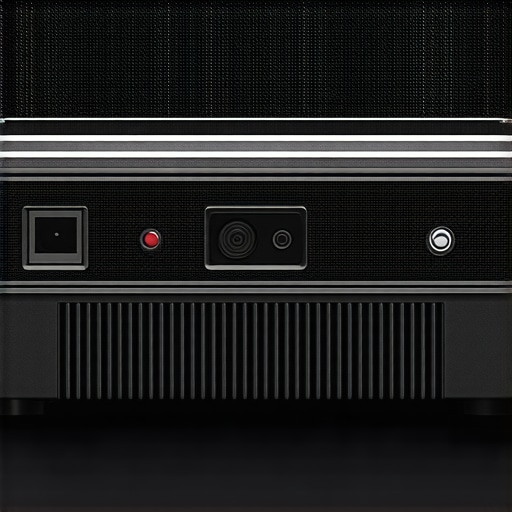Projector Connectivity and Design Close-up of a projector with visible HDMI, USB, and Ethernet ports