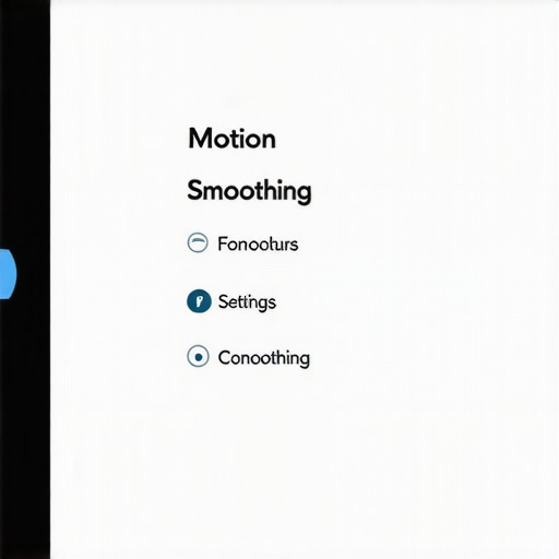 Close-up of projector menu screen highlighting motion smoothing controls.