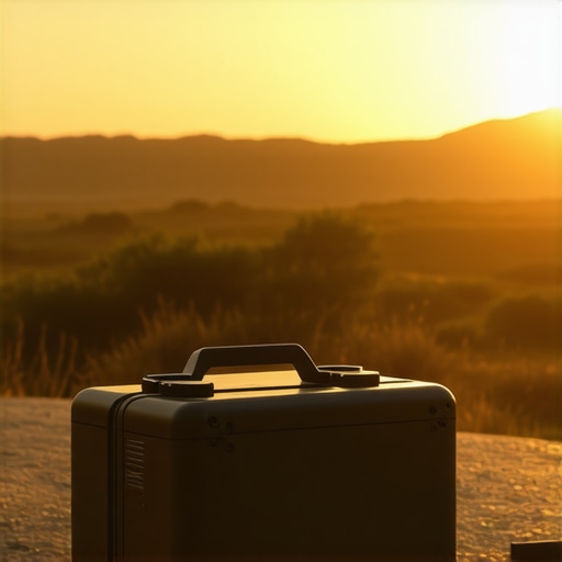 Rugged Portable Projector in Outdoor Environment Portable projector outdoors during sunset showing durability