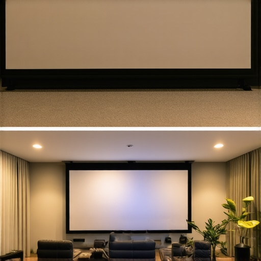 Image comparing ultra-short throw laser projector with traditional projector in a home theater setting