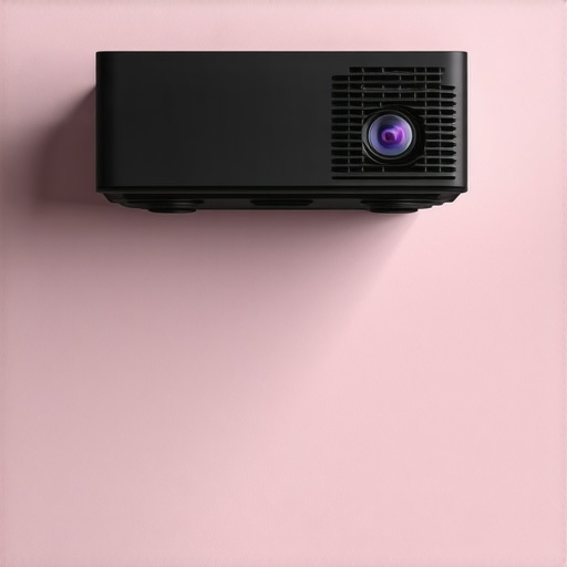 Close-up of a modern ultrashort throw projector highlighting its premium build and design features.