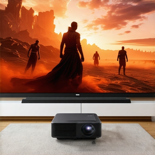 Comparison of 4K projector image quality in a room with some natural light.