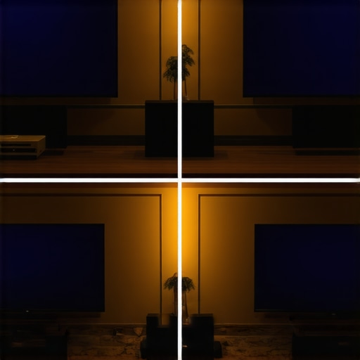 Side-by-side visual of a large 4K TV and a larger projector screen in a home theater setting.