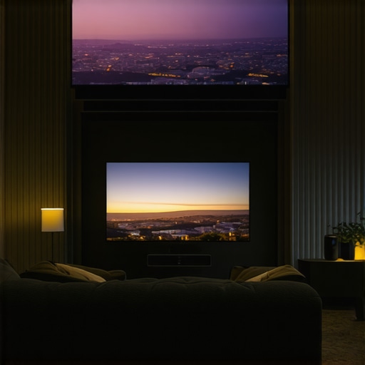 A visual comparison showing the scale of a 120-inch projector screen versus a standard large-screen television.