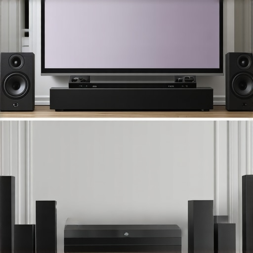 5.1 Surround Sound Bundle vs Modern Soundbar Comparison Comparing a discrete 5.1 surround sound system with a single soundbar for a home theater setup.