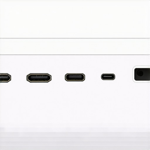 Close-up of the rear ports and plastic ventilation of a budget ultra short throw projector.