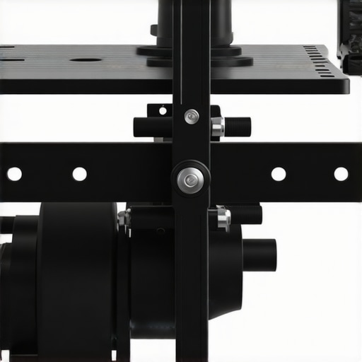 Close-up view of the mechanical adjustment gears on a Chief RPMAU projector mount.