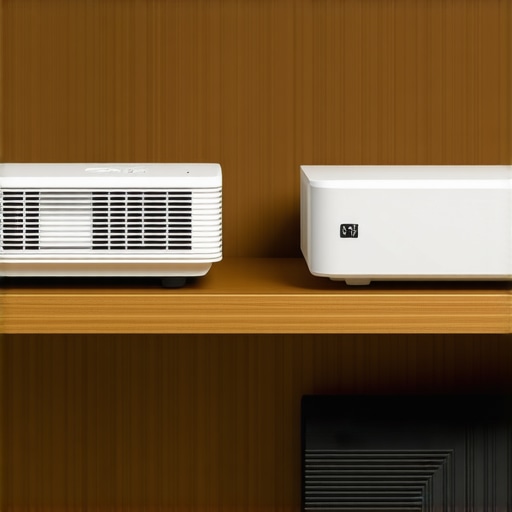 A side-by-side visual comparison of a modern laser projector and a traditional lamp projector.