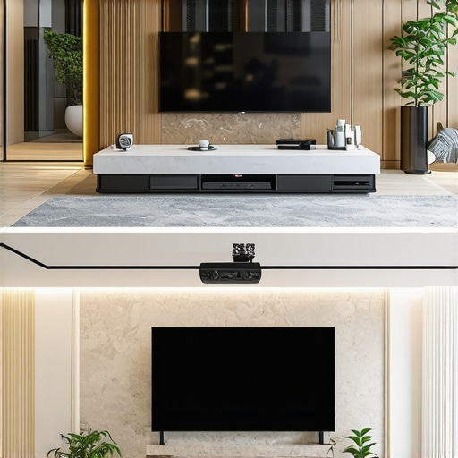 A visual comparison between a 120-inch projector screen and a 98-inch television in a bright living room environment.