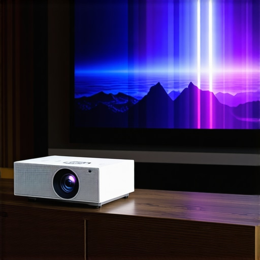 Comparing UST Projectors to Traditional TV Setups A modern ultra-short throw projector displaying a high-resolution 4k image in a bright living room environment.