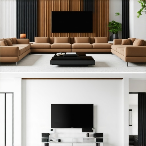 Comparison of Large TV vs Hidden UST Projector Scale Infographic comparing a 98-inch LED TV to a 120-inch stealth projector setup
