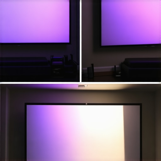 Side by side comparison of projector image in dark and bright rooms showing washout effect.