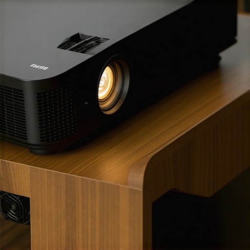Cooling setup for a projector inside a coffee table Close-up of projector ventilation and cooling fans inside custom furniture.