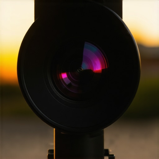 Close-up of a portable laser projector lens and interface buttons