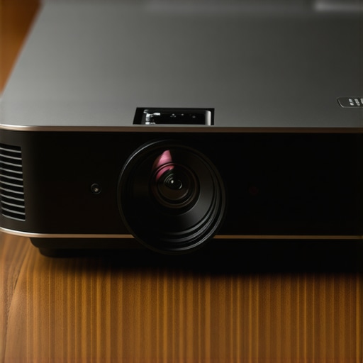Close-up of a premium portable laser projector chassis.
