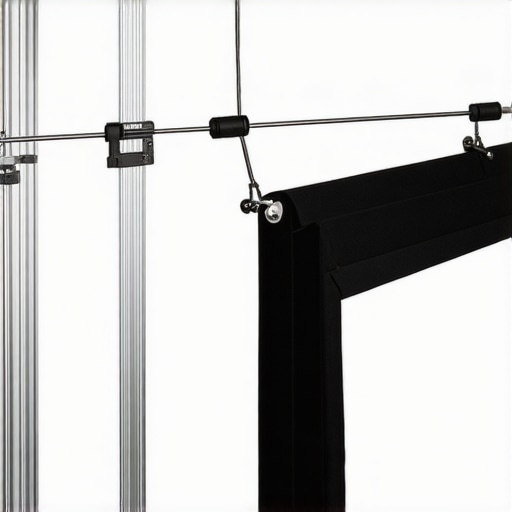 Close-up of tension springs holding a projector screen material tightly to an aluminum frame