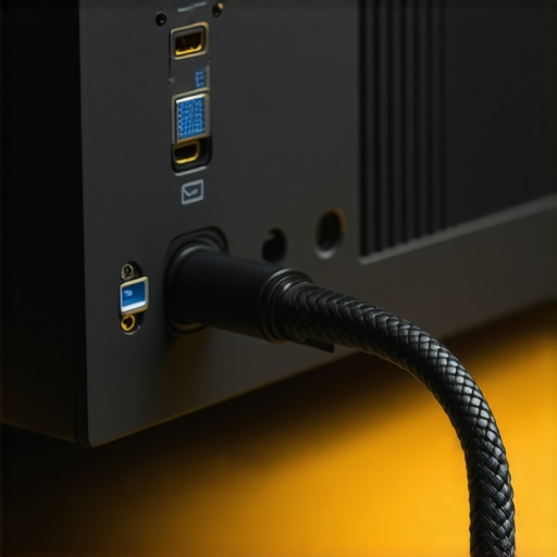 HDMI Cable Port Strain Illustration Close-up of a stiff HDMI cable causing physical tension on a projector input port.