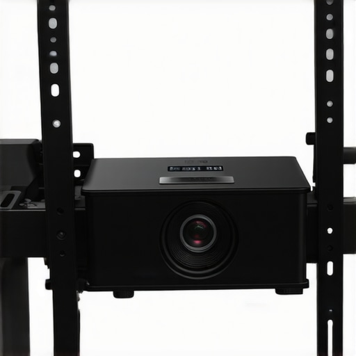 Heavy-Duty Universal Projector Mounting Arms Close-up of industrial steel spider arms on a universal projector mount demonstrating build quality and adjustment points.