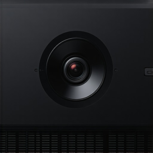 Close-up of a premium 4K projector lens assembly and cooling vents illustrating build quality.