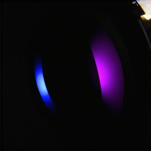Close-up of a professional 4K projector lens assembly showing high-quality glass elements and anti-reflective coating.
