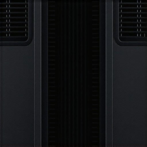 Detailed view of a projector's exhaust system showing cooling fins and ventilation architecture.