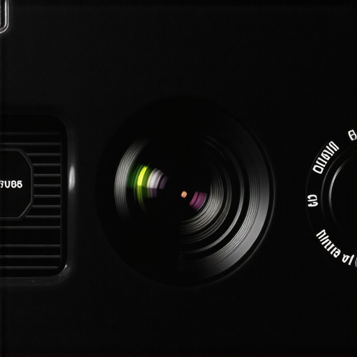 High-End Projector Optical Lens Shift Mechanism Close-up of a mechanical lens shift dial on a professional-grade laser projector showing internal glass elements.