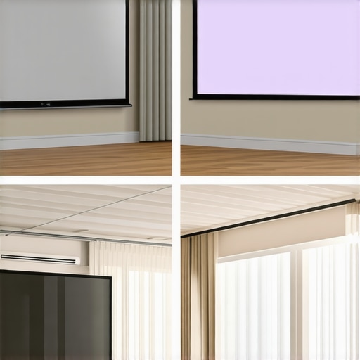 Side-by-side comparison of projector screen gain levels in daylight