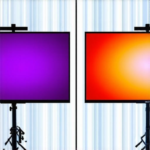 Comparison of 1.0 gain and 1.5 gain projector screens under heavy ambient light.