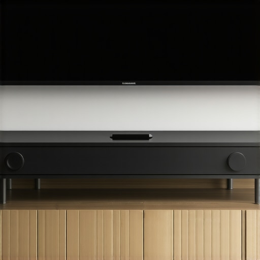 High-end audio setup for 4K projectors Premium soundbar positioned under a large projector screen