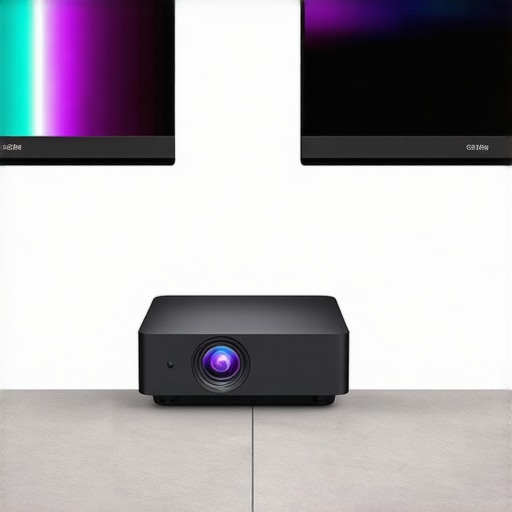 A visual comparison of image quality between a laser projector and a traditional lamp projector in a living room.