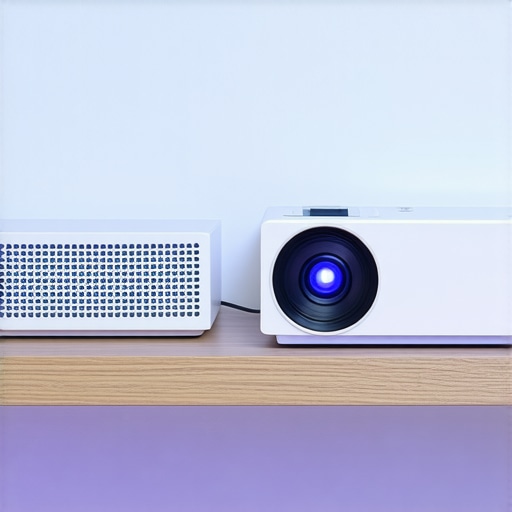 A dedicated mesh wifi node placed next to a ultra short throw projector for better streaming performance.