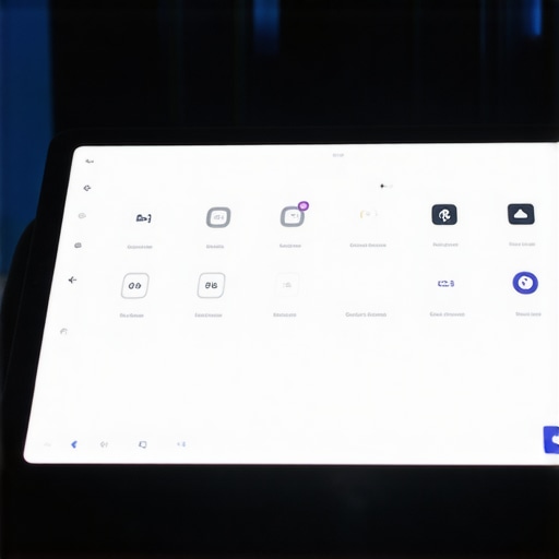 A tablet displaying a customized home theater dashboard for controlling projectors and audio.