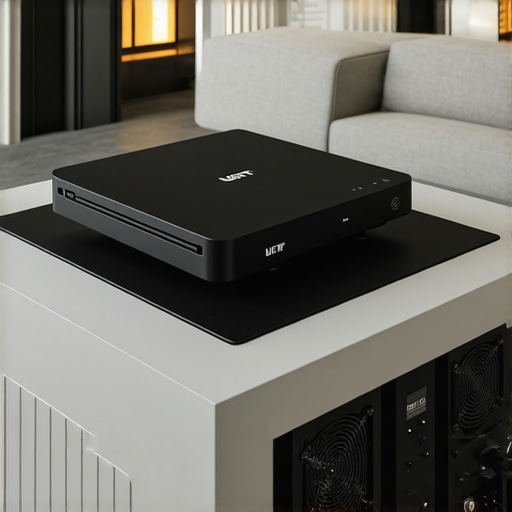 Close up of motorized sliding tray and cooling system inside a projector coffee table