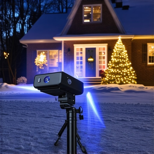 Outdoor 4K Projector Holiday Mapping A professional holiday projection mapping setup on a house facade