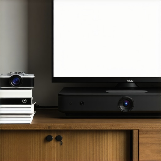 Portable Projector versus Dedicated Home Theater Projector Comparison A compact portable travel projector compared directly to a large premium home theater projector.