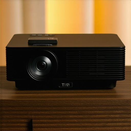 Premium 4K Projector Build Details Close-up of a high-end laser projector lens and matte chassis