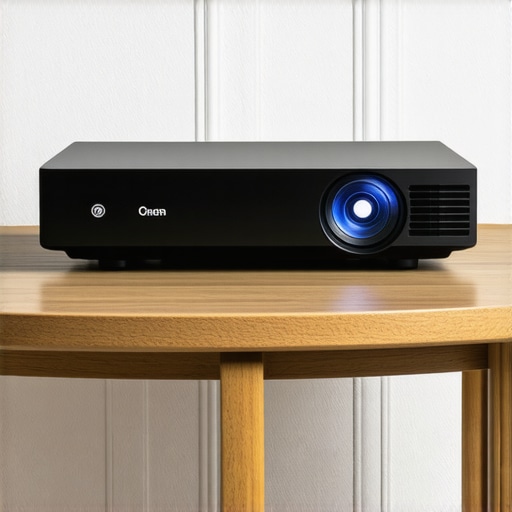 Premium Streaming Player and Home Theater Projector Setup A modern streaming player connected to a home theater laser projector showing clean setup connectivity