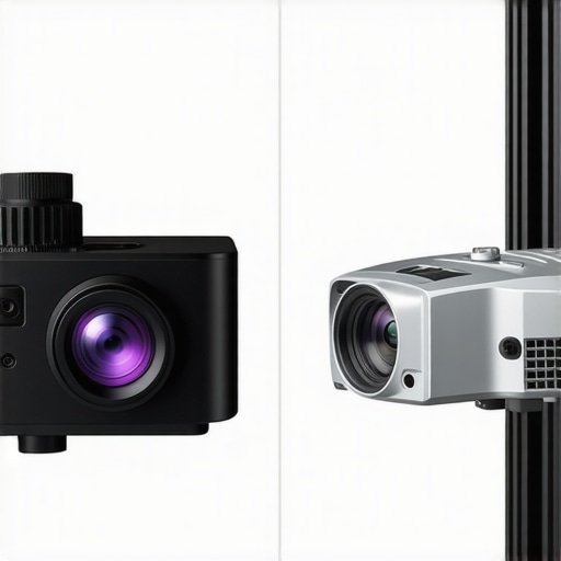 Comparison between a professional-grade geared projector mount and a cheap universal mounting bracket.